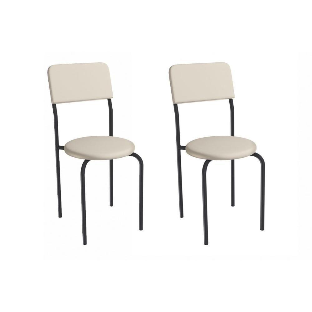 Cadeira Sala De Jantar Mali 2c136prf Aço Kit 2 Un Preto/ano Bege - Kappesberg - 1