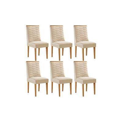 Cadeira Sala De Jantar Maldivas Kit 6 Un Naturalle/suede Creme - Rufato