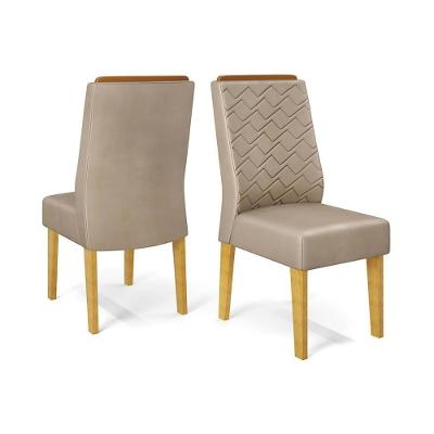 Cadeira Sala De Jantar Lidia Kit 2 Un Cedro/suede Kraft Bege - Dj Móveis