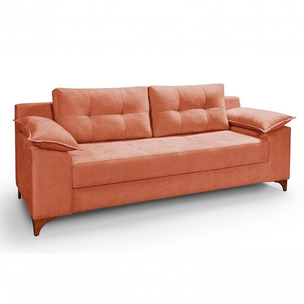 Conjunto Sofá Ibiza 3 E 2 Lugares 2,22m E 1,57m Veludo Confortável Goiaba 207 - 2