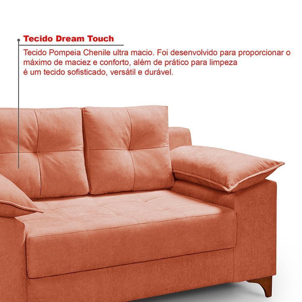 Conjunto Sofá Ibiza 3 E 2 Lugares 2,22m E 1,57m Veludo Confortável Goiaba 207 - 7