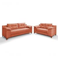 Conjunto Sofá Ibiza 3 E 2 Lugares 2,22m E 1,57m Veludo Confortável Goiaba 207 - 1