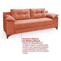 Conjunto Sofá Ibiza 3 E 2 Lugares 2,22m E 1,57m Veludo Confortável Goiaba 207