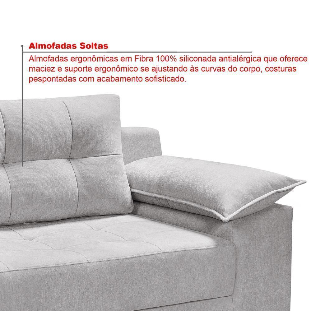 Conjunto Sofá Ibiza 3 E 2 Lugares 2,22m E 1,57m Veludo Confortável Prata 206 - 5