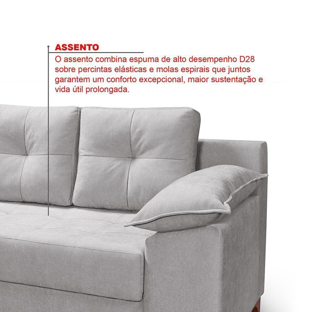 Conjunto Sofá Ibiza 3 E 2 Lugares 2,22m E 1,57m Veludo Confortável Prata 206 - 6