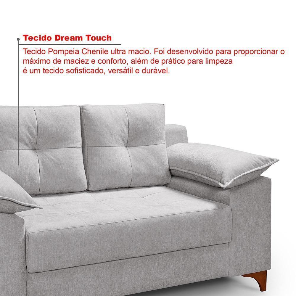 Conjunto Sofá Ibiza 3 E 2 Lugares 2,22m E 1,57m Veludo Confortável Prata 206 - 7