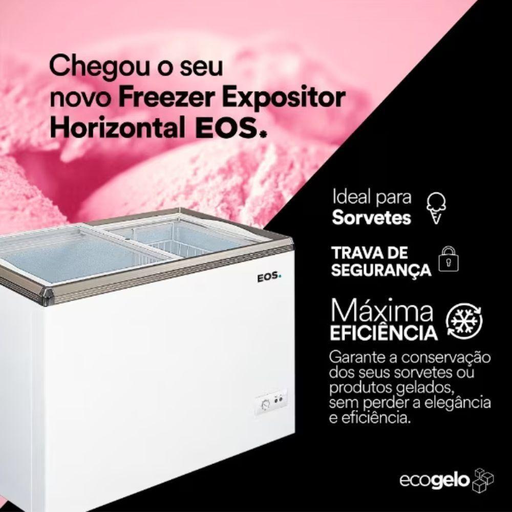 Freezer Expositor Horizontal Dupla Ação 410 Litros Eco Gelo Tampa De Vidro EEH500XX Eos 110V - 3