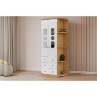 Guarda Roupa 2 Portas C/ Cristal E 3 Gavetas Tedy Branco - Peroba - 5