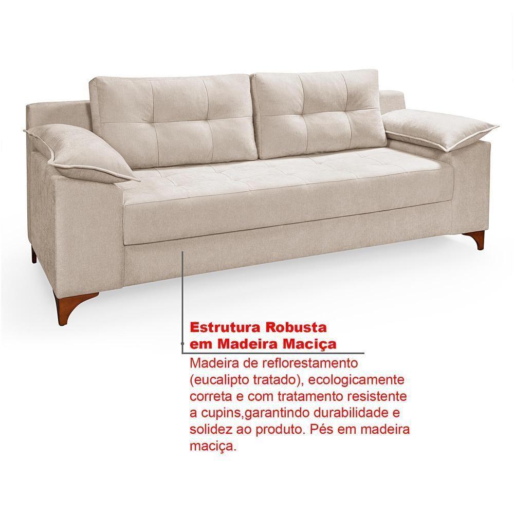 Conjunto Sofá Ibiza 3 E 2 Lugares 2,22m E 1,57m Veludo Confortável Creme 203 - 4