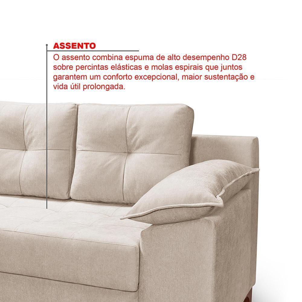 Conjunto Sofá Ibiza 3 E 2 Lugares 2,22m E 1,57m Veludo Confortável Creme 203 - 6