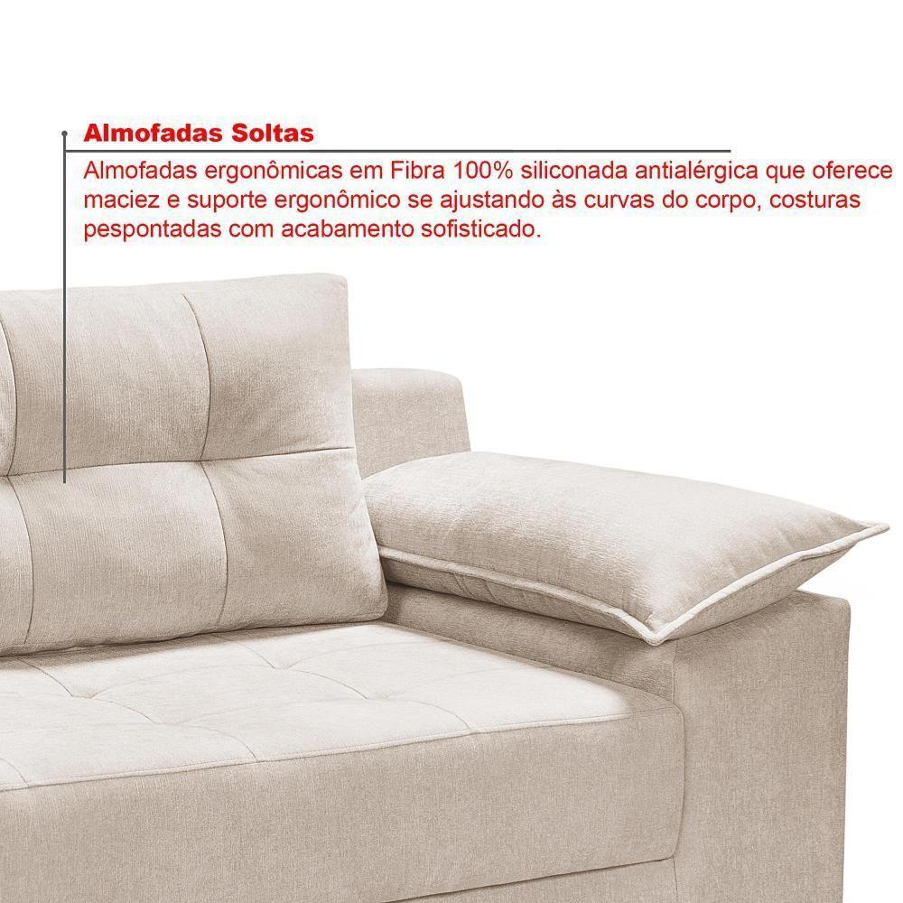 Conjunto Sofá Ibiza 3 E 2 Lugares 2,22m E 1,57m Veludo Confortável Creme 203 - 7