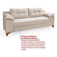 Conjunto Sofá Ibiza 3 E 2 Lugares 2,22m E 1,57m Veludo Confortável Creme 203