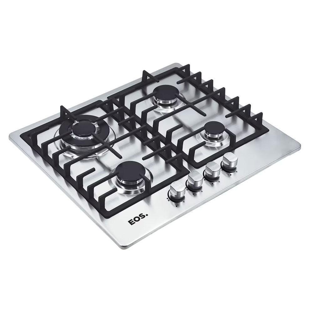 Fogão Cooktop Inox A Gás 4 Bocas 1 Dupla ECG04 Eos + 2 Panelas Tramontina Turim Bivolt - 6