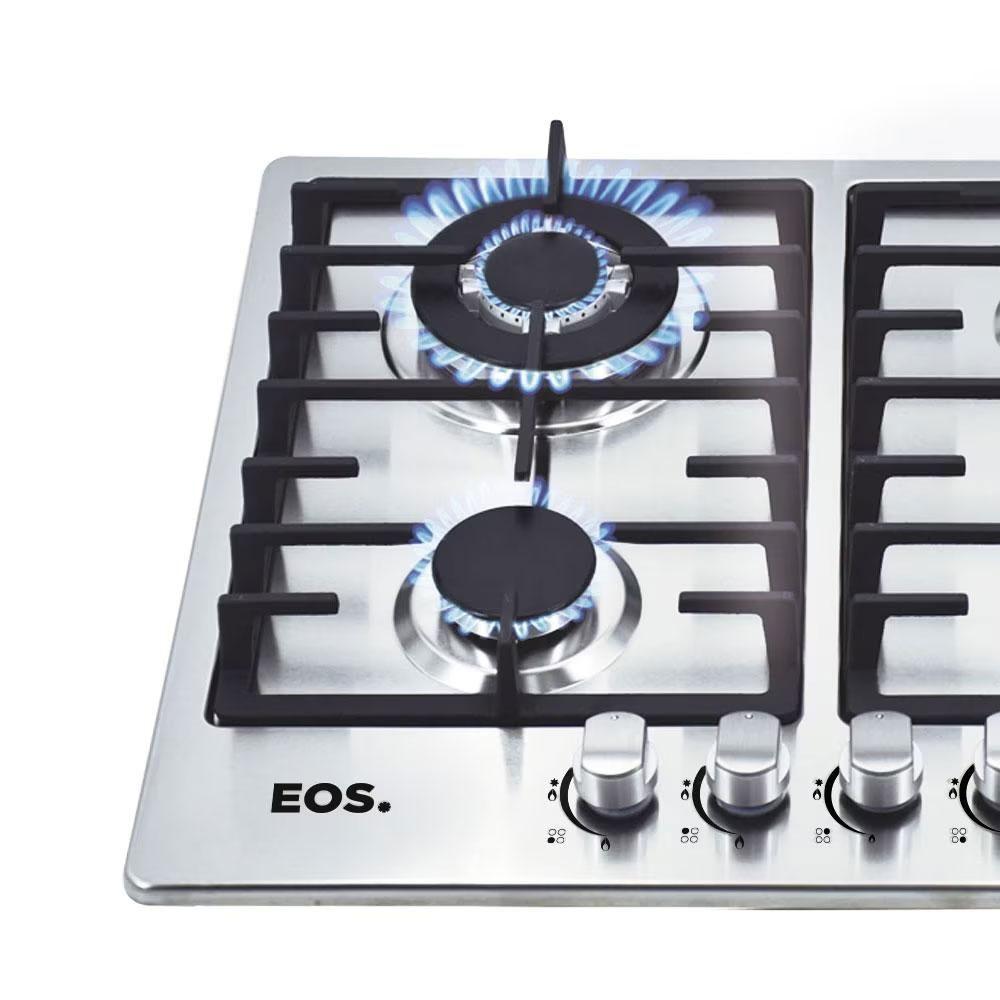 Fogão Cooktop Inox A Gás 4 Bocas 1 Dupla ECG04 Eos + 2 Panelas Tramontina Turim Bivolt - 7