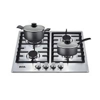 Fogão Cooktop Inox A Gás 4 Bocas 1 Dupla ECG04 Eos + 2 Panelas Tramontina Turim Bivolt - 1