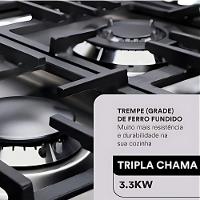 Fogão Cooktop Inox A Gás 4 Bocas 1 Dupla ECG04 Eos + 2 Panelas Tramontina Turim Bivolt - 9