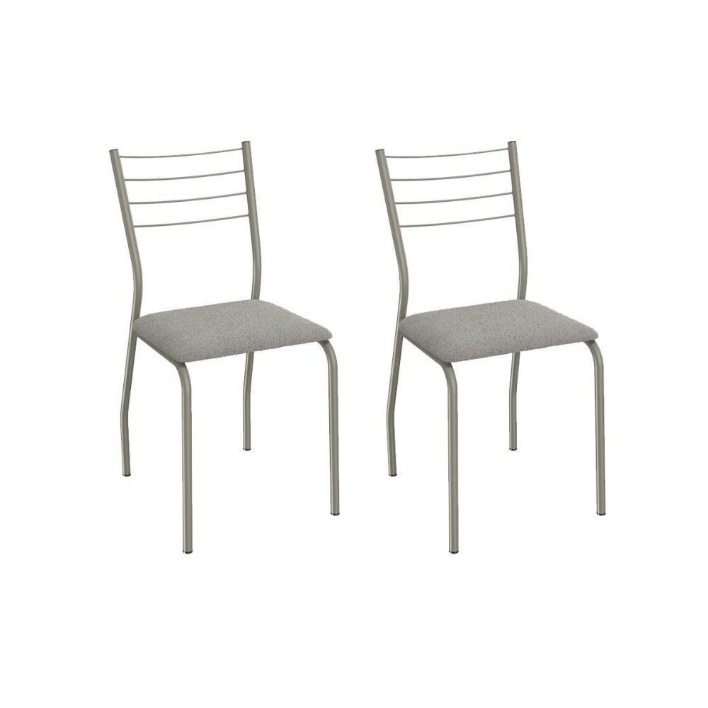 Cadeira Sala De Jantar Malta 2c140nk Aço Kit 2 Un Niquel/boucle Cinza - Kappesberg - 1