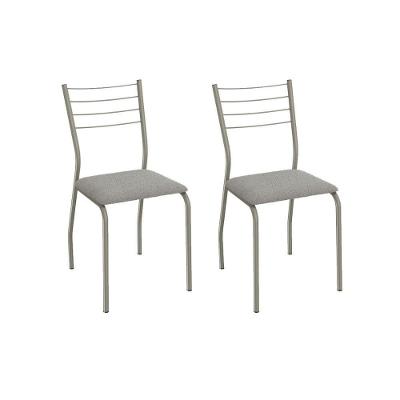 Cadeira Sala De Jantar Malta 2c140nk Aço Kit 2 Un Niquel/boucle Cinza - Kappesberg