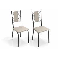 Cadeira Sala De Jantar Lisboa 2c076prf Aço Kit 2 Un Preto/ano Bege - Kappesberg - 1