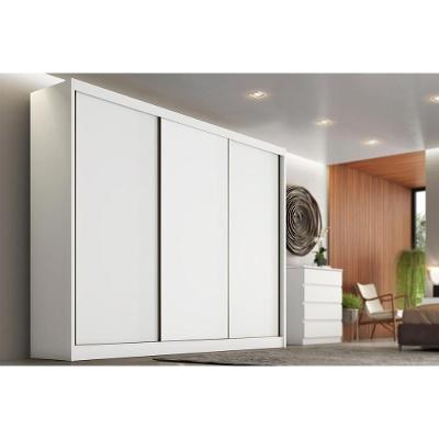 Guarda Roupa Casal Arezzo-medelim Neve 3 Portas de Correr 4 Gavetas MDF