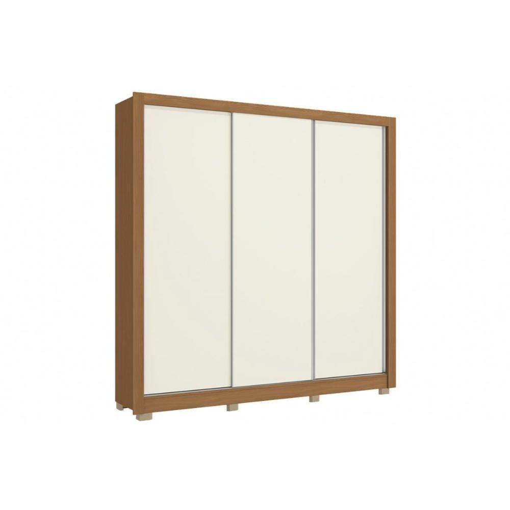 Guarda Roupa 3 Portas De Correr E 2 Gavetas C/ Pés Cb03m570 Flex Canela/canela Ou Off White - Kappesberg - 1