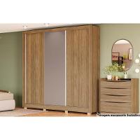 Guarda Roupa 3 Portas De Correr E 2 Gavetas C/ Pés Cb03m570 Flex Canela/canela Ou Off White - Kappesberg - 5