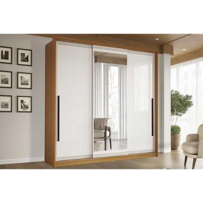 Guarda Roupa 3 Portas De Correr (1 C/ Espelho) E 4 Gavetas Valência Freijo/branco - Politorno