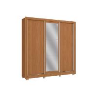Guarda Roupa 3 Portas De Correr (1 C/ Espelho) E 2 Gavetas C/ Pés Cb01m570 Flex Canela/canela Ou Off White - Kappesberg - 1