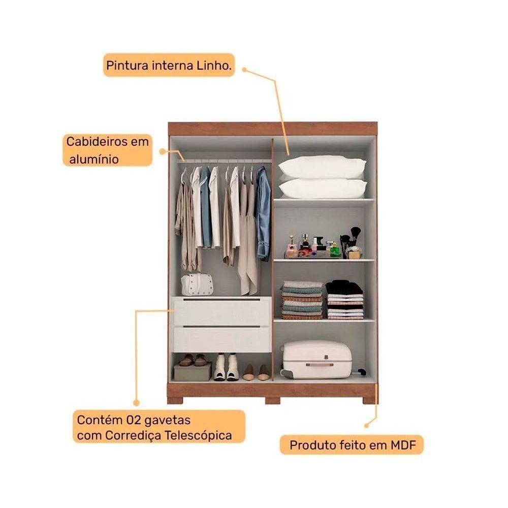 Guarda Roupa 2 Portas E 2 Gavetas Ayla Flex Nature/nature Ou Off White - Acp - 3