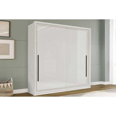 Guarda Roupa 2 Portas De Correr (1 C/ Espelho) E 2 Gavetas Valência Branco - Politorno