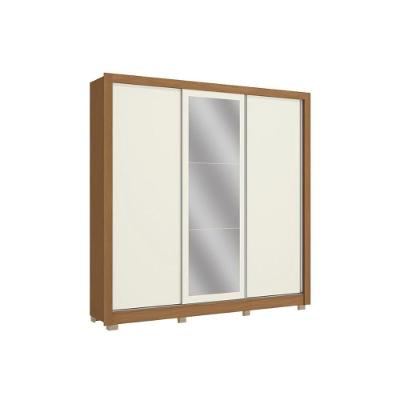 Guarda Roupa Casal CB04M570 Flex 3 Portas de Correr 3 Gavetas Canela, Off White