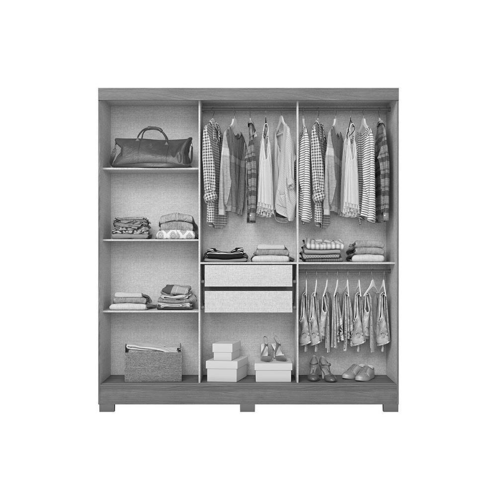 Guarda Roupa 3 Portas De Correr (1 C/ Espelho) E 2 Gavetas C/ Pés Briz B376 Nature/off White - Henn - 3