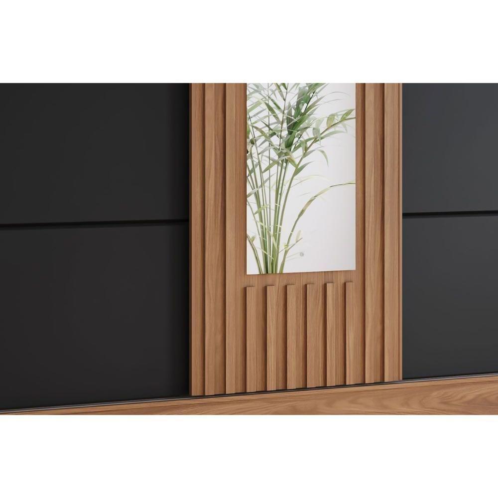 Guarda Roupa 3 Portas De Correr (1 C/ Espelho) E 2 Gavetas C/ Pés Briz B376 Nature/off White - Henn - 6