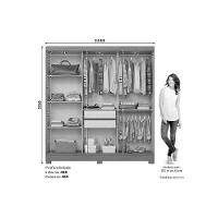 Guarda Roupa 3 Portas De Correr (1 C/ Espelho) E 2 Gavetas C/ Pés Briz B376 Nature/off White - Henn - 2