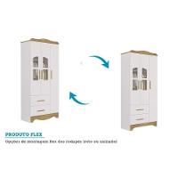 Guarda Roupa 3 Portas C/ (2 Cristal) E 2 Gavetas Lisi Branco - Peroba - 2