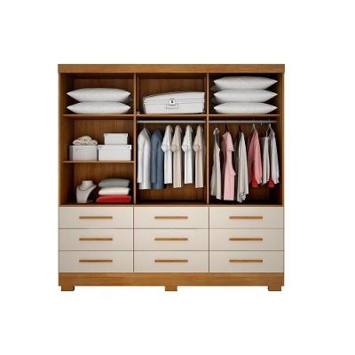 Guarda Roupa Solteiro 3 Portas de Correr 9 Gavetas MDP com Espelho Novo Horizonte