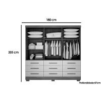 Guarda Roupa 3 Portas (1 C/ Espelho) E 9 Gavetas Buriti/jequitibá Cumaru/fendi 25 - Novo Horizonte - 2