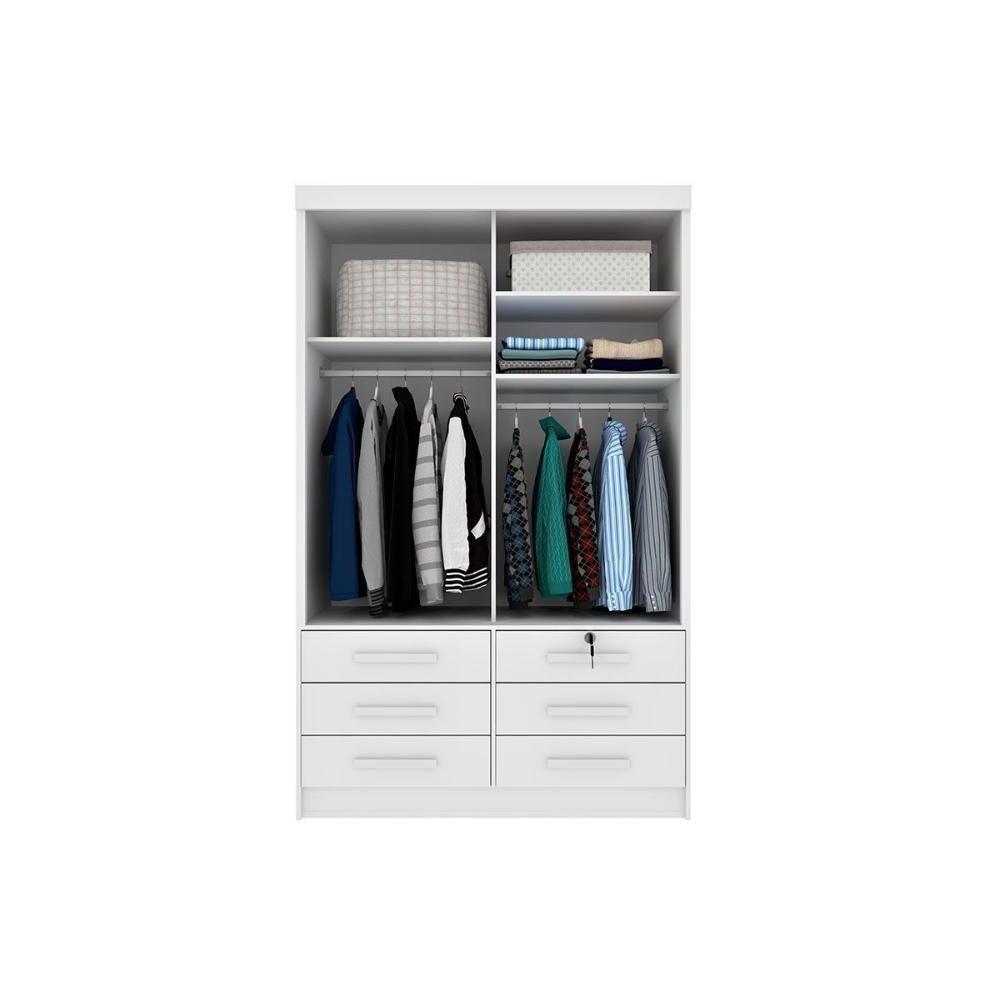Guarda Roupa 2 Portas De Correr E 6 Gavetas Chicago Cinamomo/off White - Tcil Móveis - 5