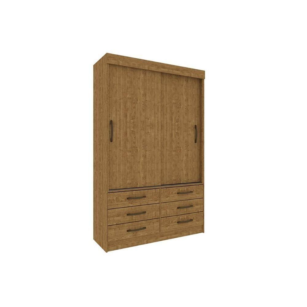 Guarda Roupa 2 Portas De Correr E 6 Gavetas Chicago Cinamomo/off White - Tcil Móveis - 9