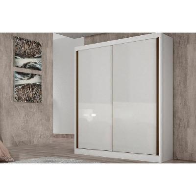 Guarda Roupa Solteiro Virtus-Toledo Plus Neve 2 Portas de Correr 3 Gavetas Branco MDF