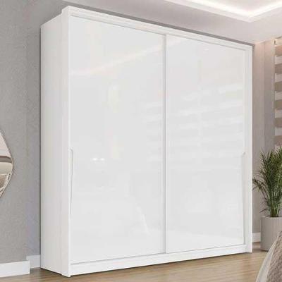 Guarda Roupa Casal Porto 2 Portas de Correr 2 Gavetas Branco MDF-MDP Politorno