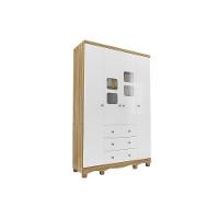 Guarda Roupa 4 Portas C/ (2 Cristal) E 3 Gavetas Uli Branco/amendoa - Peroba - 1