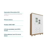 Guarda Roupa 4 Portas C/ (2 Cristal) E 3 Gavetas Uli Branco/amendoa - Peroba - 3