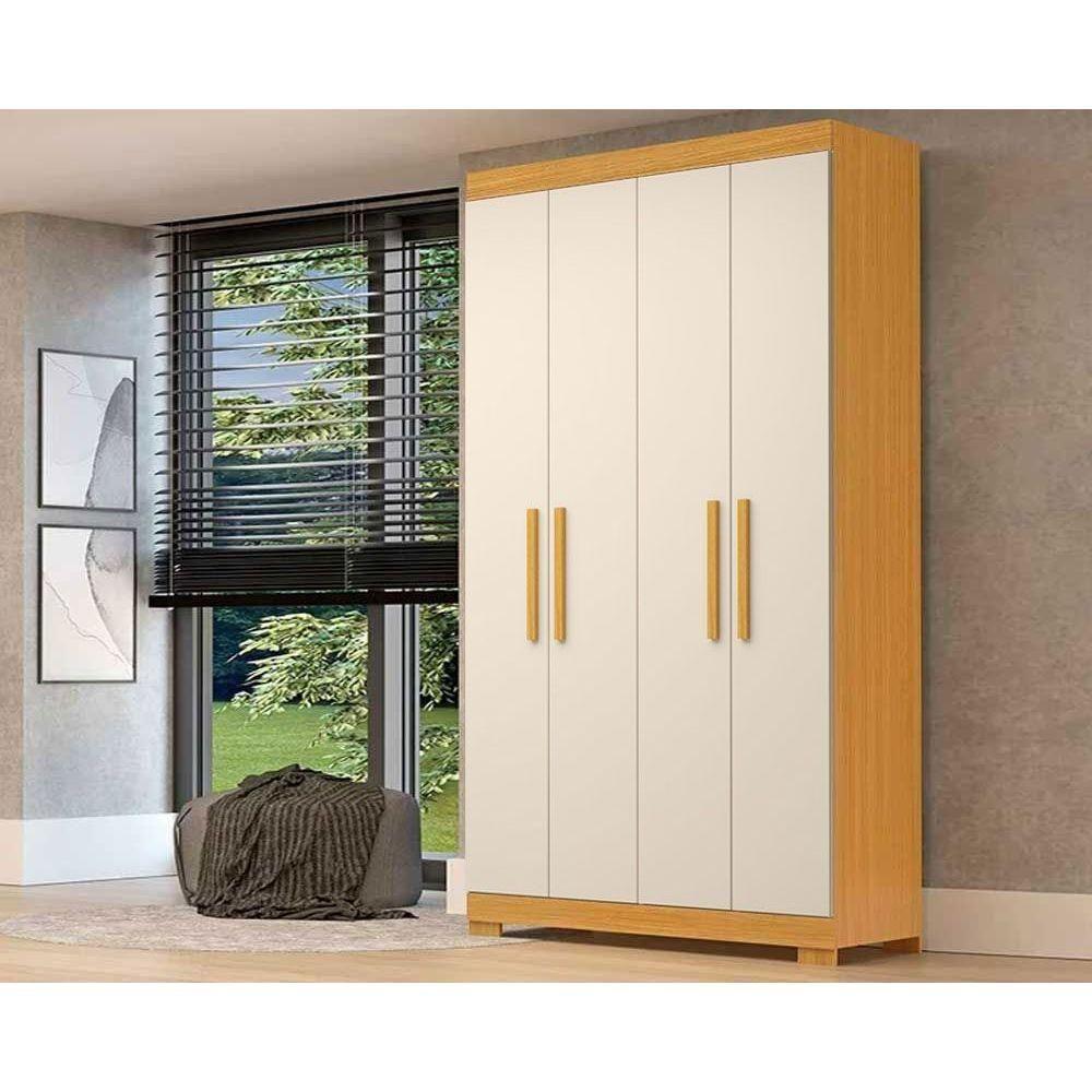 Guarda Roupa 4 Portas 2 Gavetas Lana Nature/off White - Acp - 1