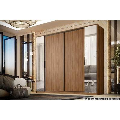 Guarda Roupa 4 Portas (2 De Correr E 2 De Giro C/ Espelho) E 4 Gavetas Laredo Flex Nogueira/nogueira Ou Nude - Demóbile
