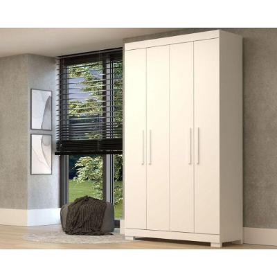 Guarda Roupa Solteiro Lana 4 Portas de Bater 2 Gavetas Branco MDF ACP Móveis
