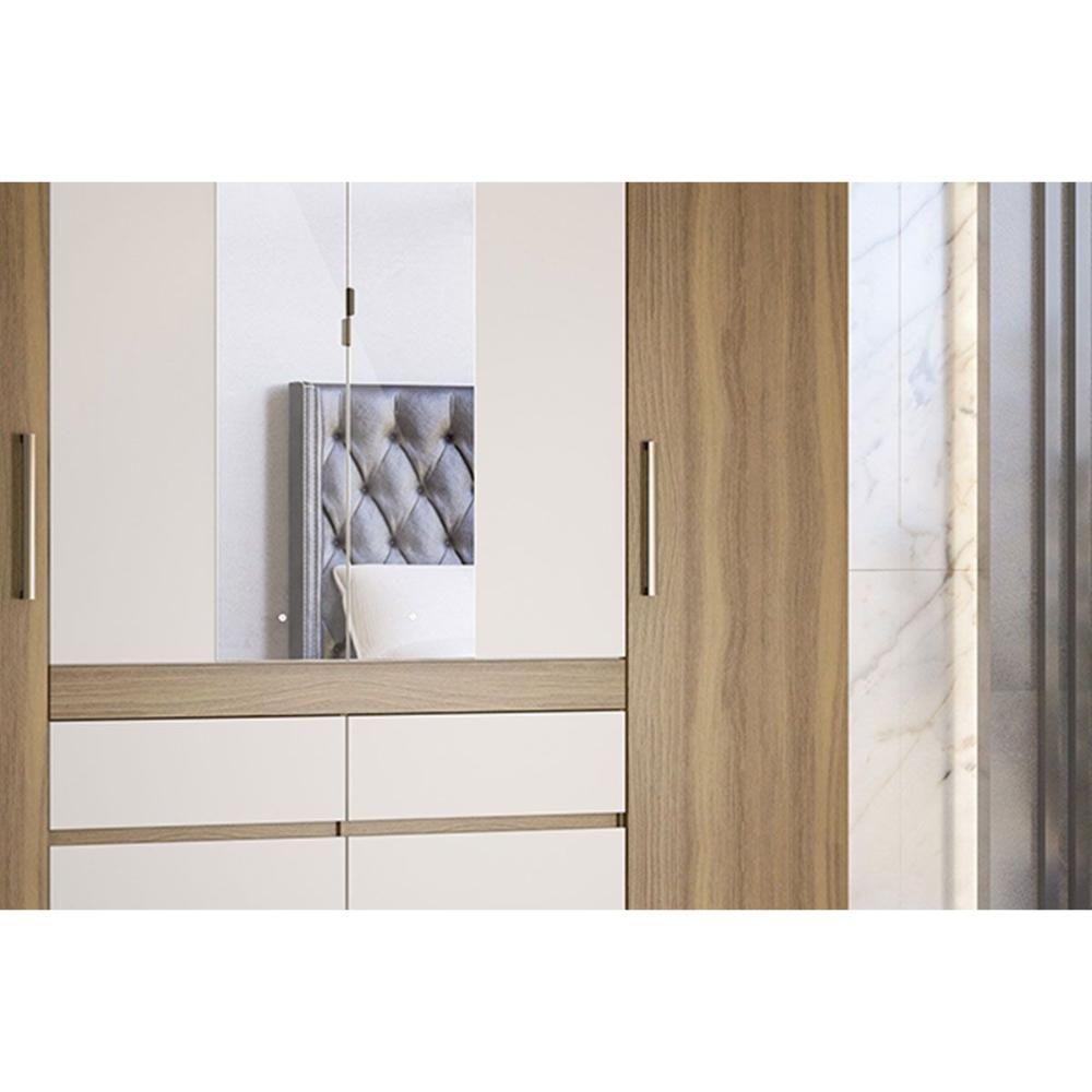 Guarda Roupa 4 Portas (2 C/ Espelho) E 6 Gavetas Cádis Cafe Touch - Demóbile - 7