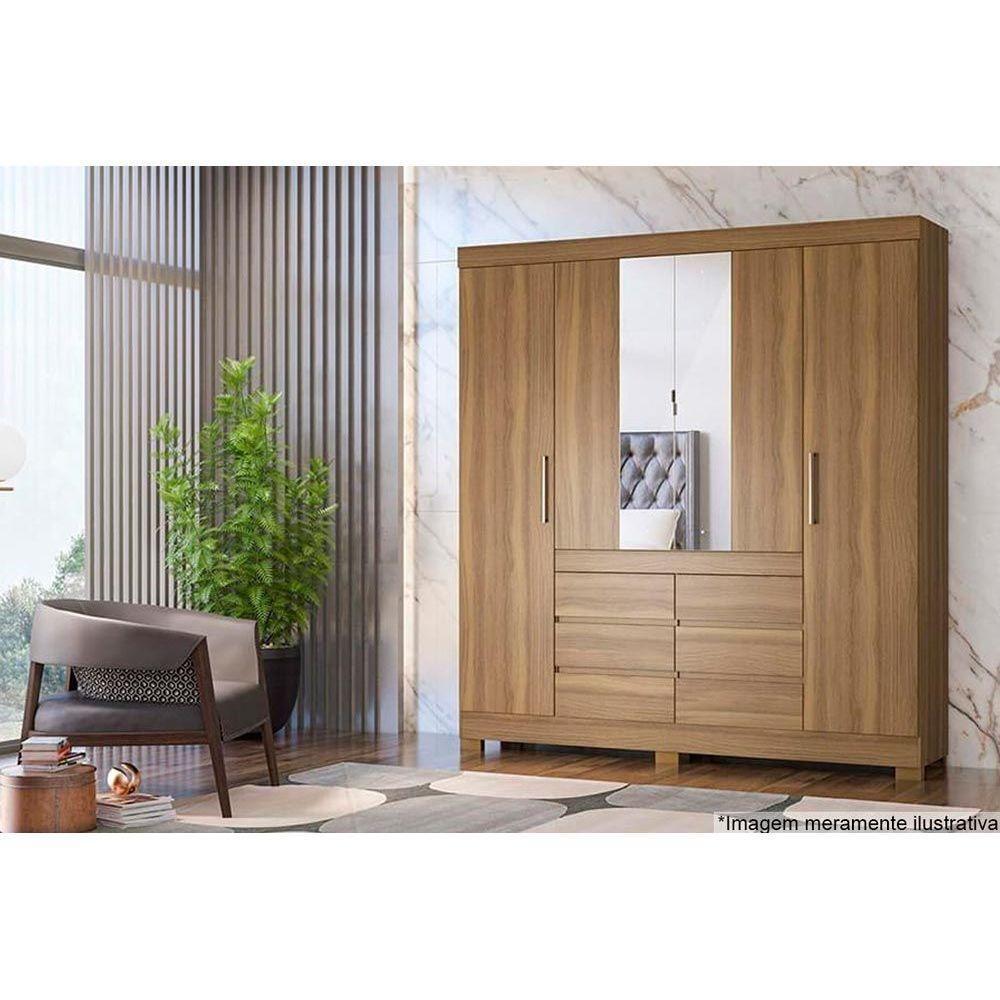 Guarda Roupa 4 Portas (2 C/ Espelho) E 6 Gavetas Cádis Cafe Touch - Demóbile - 8