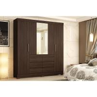 Guarda Roupa 4 Portas (2 C/ Espelho) E 6 Gavetas Cádis Cafe Touch - Demóbile - 1