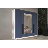 Guarda Roupa 4 Portas (2 C/ Espelho) E 4 Gavetas Valência Branco/azul - Politorno - 1